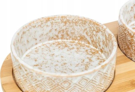 Trixie Miski Ceramiczne Psa Kota Stojaku Drewnianym Miska Wodę Karmę 0,8L 24829 - zdjęcie 2