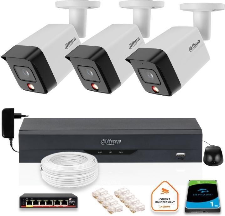 Zdjęcie Dahua Zestaw 3 Kamery Ip 8Mpx Pc-Hfw1839Tc-A-Il-0280B-S6 + Dysk 1Tb (Z53631B3) - Torzym