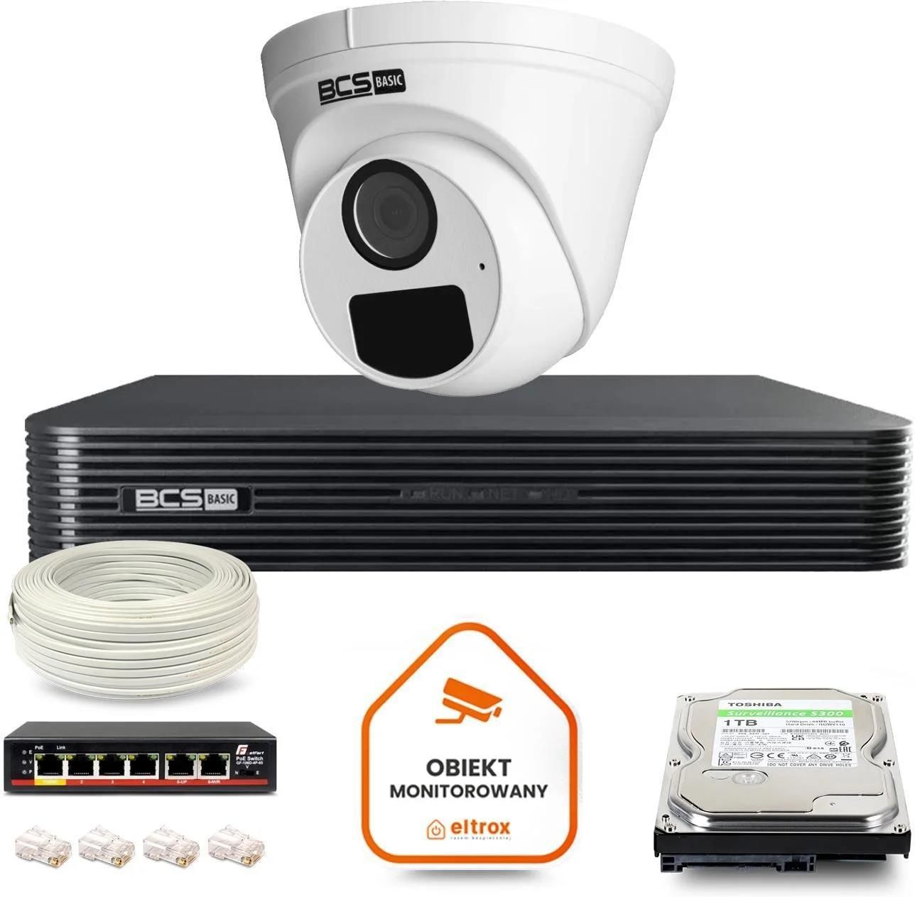 Zdjęcie Bcs Zestaw Monitoringu Ip Basic 1X Kamera Bcs-B-Eip15Fr3(2.0) Rejestrator Z Dyskiem 1Tb (Z49090T1) - Wilamowice