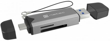 Czytnik kart Natec SCARAB 3 SD/MicroSD, USB 3.1 gen.1 + USB-C - szary - zdjęcie 3