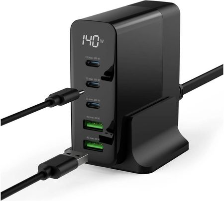 Ansmann Ładowarka USB Desktop Ladegerät mit Display DC5140PD 140W 140 W Ilość wyjść: 5 x USB USB-C - zdjęcie 2