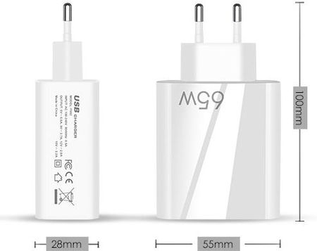 Gan Szybka Ładowarka 65W Usb-c Usb-a Fast Charger Pd Qc - zdjęcie 2