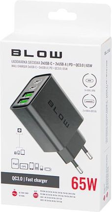 Blow 76-023# Ładowarka sieciowa gniazdo usbx2 + usb-c qc+pd 65w - zdjęcie 3
