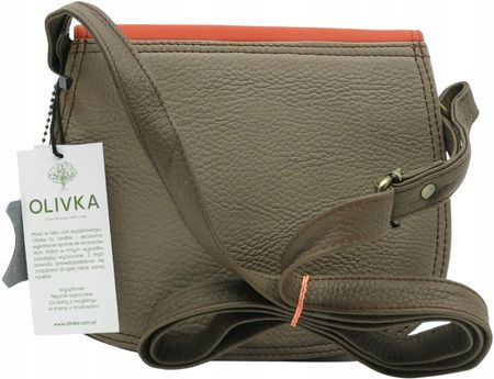 Damska listonoszka skórzana ze skrawków elegancka poręczna eko OLIVKA - zdjęcie 4