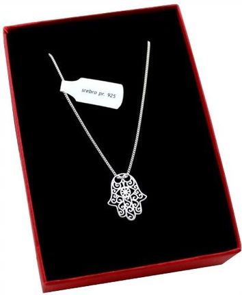 (Otissa) Naszyjnik Srebrny Łańcuszek Z Zawieszką Hamsa Ręka Fatimy Celebrytka 45 Cm - zdjęcie 4