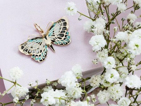 Lovrin złota 585 zawieszka motyl kolorowy motylek na łańcuszek - zdjęcie 5