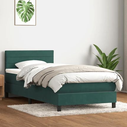 vidaXL Łóżko kontynentalne z materacem, ciemnozielone, 90x220 cm (3317010) - zdjęcie 2