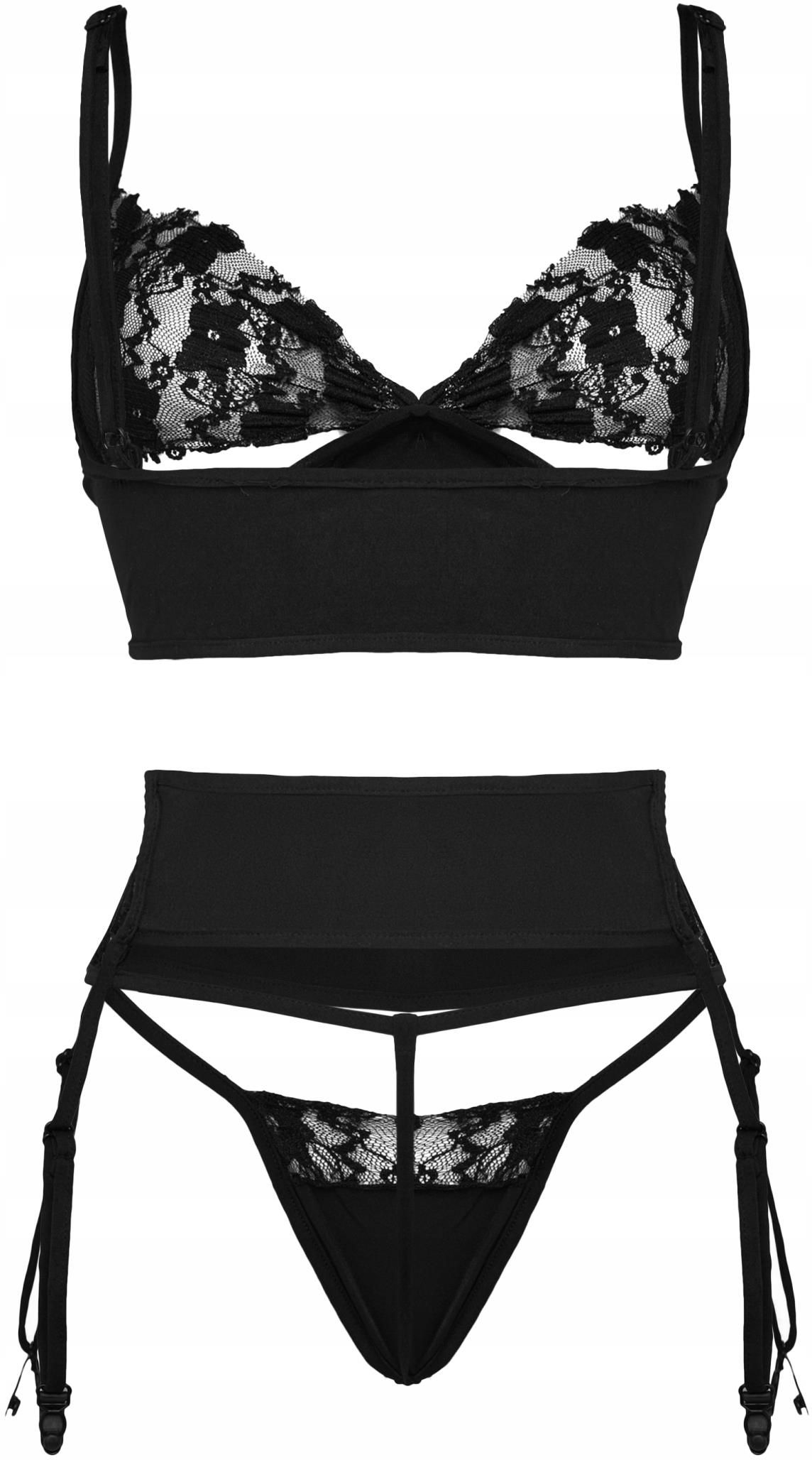 Le Cabaret Lingerie Komplet Bielizny Erotycznej Sexy Stringi Pas