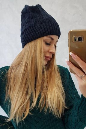 Czapka z polarem Anna K238 granatowa - zdjęcie 2