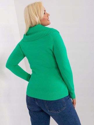 Sweter zielony plus size z lejącym golfem L/XL - zdjęcie 2