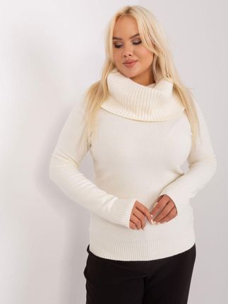 Sweter kremowy plus size z lejącym golfem L/XL - zdjęcie 2