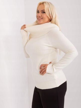Sweter kremowy plus size z lejącym golfem L/XL - zdjęcie 5