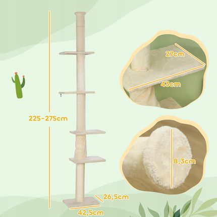 Drapak dla kotów wysoki 225-275 cm z zabezpieczeniem 1776241980 - zdjęcie 2