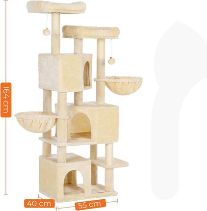 Drapak Duży 164 Cm 3 Jaskinie Dla Kota Beżowy 1770283784 - zdjęcie 2