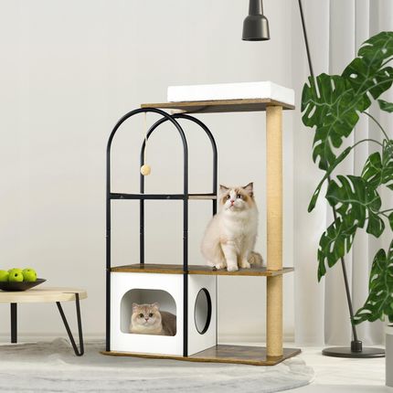 Drapak dla kota 118,5 cm z budką legowiskiem brązowy 1771213595 - zdjęcie 5