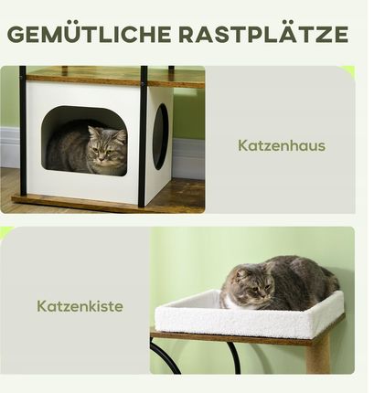 Drapak dla kota 118,5 cm z budką legowiskiem brązowy 1771213595 - zdjęcie 6