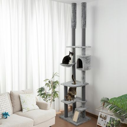 Drapak dla kota wysoki 225-255 cm z budką stabilny 1771222992 - zdjęcie 4