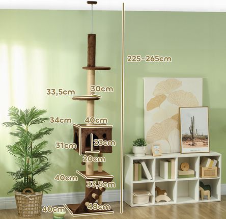 Drapak dla kotów wys. 225-265 cm z budką stabilny 1770661449 - zdjęcie 5