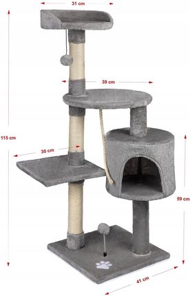 Happet Drapak Dla Kota Budka Platforma Słupek Piłka Ct12 115Cm 1754086544 - zdjęcie 2