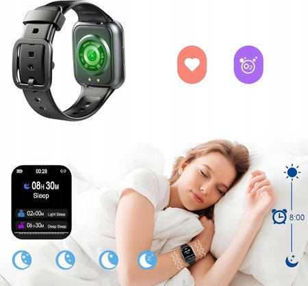 Smartwatch Zegarek Sportowy Czarny Czujnik Tętna Pulsometr Bluetooth Black - zdjęcie 3