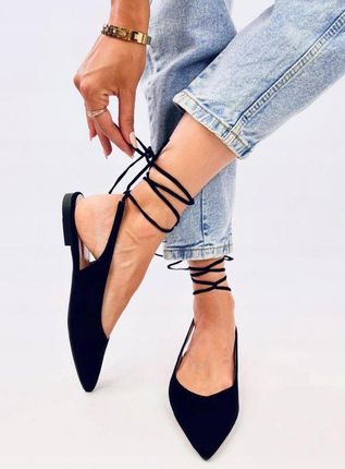 Baleriny bez pięty wiązane DENTONI BLACK 36 - zdjęcie 2