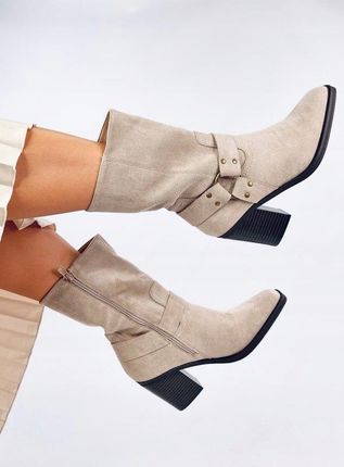 Botki zamszowe kowbojki HARDIN BEIGE 41 - zdjęcie 3