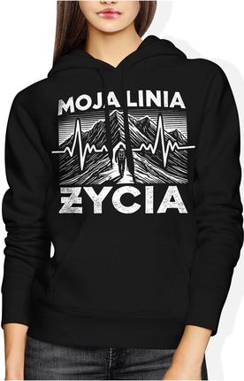 Moja linia życia spacer po górach Damska bluza z kapturem (M, Różowy) - zdjęcie 2