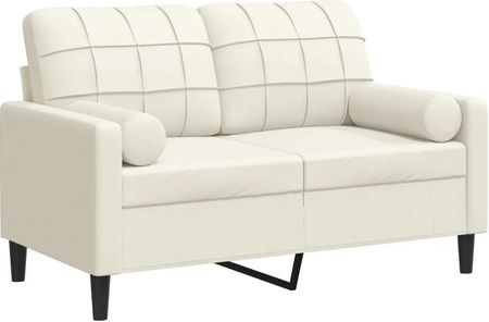 vidaXL 2 Osobowa Sofa Z Poduszkami Kremowa 120Cm Aksamit (3278217) - zdjęcie 2