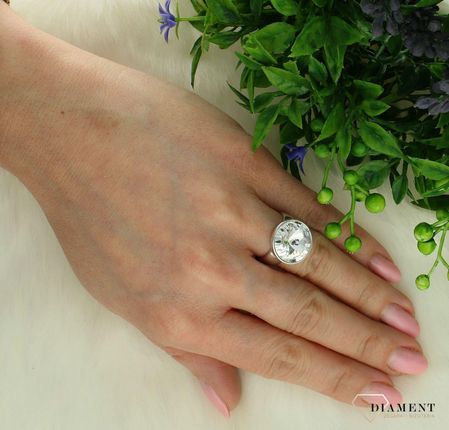 Srebrny pierścionek damski 925 z kryształem Swarovski - zdjęcie 3