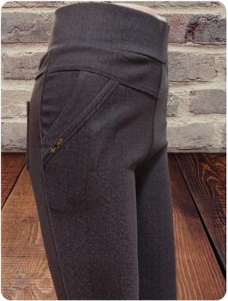 STYLOWE SPODNIE cygaretki na gumie ELASTYCZNE w kratkę wysoki stan 6XL - zdjęcie 2