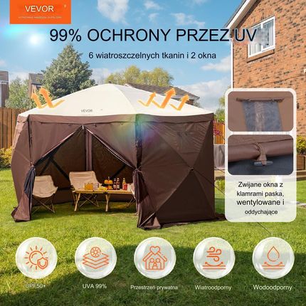 Vevor Namiot Pawilon Ogrodowy Imprezowy Handlowy Altana Z Moskitierą Brązowy 3,81M2 - zdjęcie 2