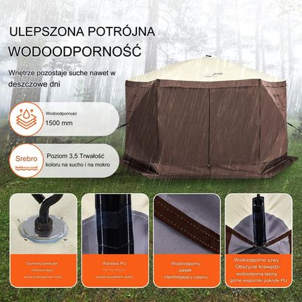 Vevor Namiot Pawilon Ogrodowy Imprezowy Handlowy Altana Z Moskitierą Brązowy 3,81M2 - zdjęcie 3
