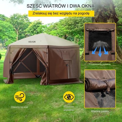 Vevor Namiot Pawilon Ogrodowy Imprezowy Handlowy Altana Z Moskitierą Brązowy 3.05 M2 - zdjęcie 2