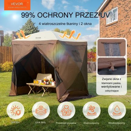 Vevor Namiot Pawilon Ogrodowy Imprezowy Handlowy Altana Z Moskitierą Brązowy 1,82M2 - zdjęcie 6