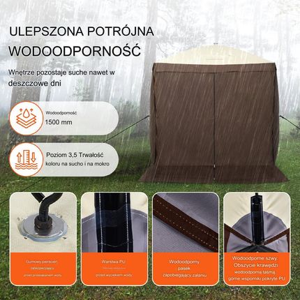 Vevor Namiot Pawilon Ogrodowy Imprezowy Handlowy Altana Z Moskitierą Brązowy 1,82M2 - zdjęcie 4