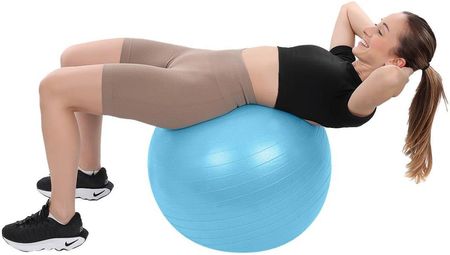 PIŁKA DO ĆWICZEŃ FITNESS 65CM ANTIBURST NIEBIESKA XQMAX - zdjęcie 2