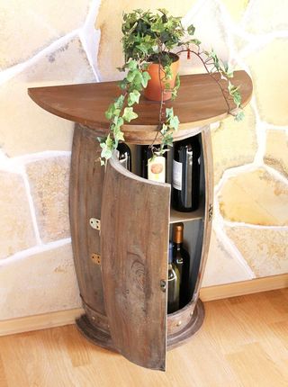 Dandibo Stolik Stojak Na Wino Beczka Brązowa Szafka Wykonana Z Drewna 73cm Boczny Konsola Pó (0373-R) - zdjęcie 2