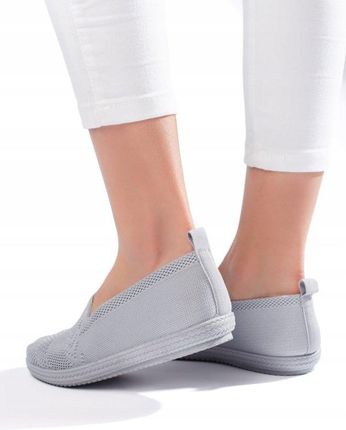 Szare materiałowe slip on damskie 36 - zdjęcie 3