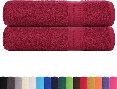 vidaXL Ręczniki Kąpielowe 2Szt. Bordowe 100X150Cm Bawełna 100% - zdjęcie 2