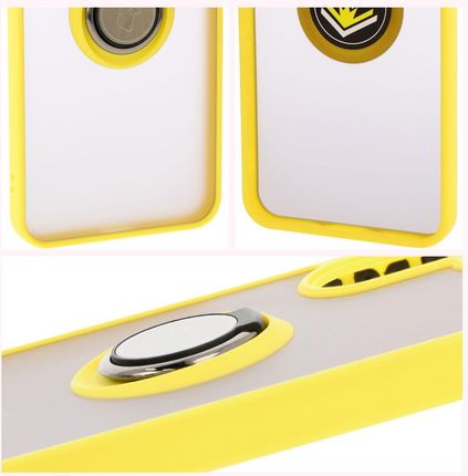 Bizon Etui Z Uchwytem Na Palec Case Hybrid Ring Do Galaxy A26 5G Przydymione Żółtą Ramką - zdjęcie 5