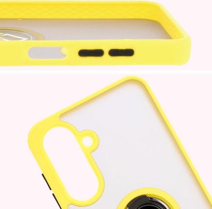 Bizon Etui Z Uchwytem Na Palec Case Hybrid Ring Do Galaxy A26 5G Przydymione Żółtą Ramką - zdjęcie 4