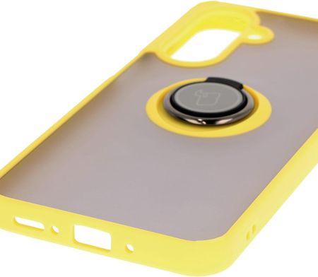 Bizon Etui Z Uchwytem Na Palec Case Hybrid Ring Do Galaxy A26 5G Przydymione Żółtą Ramką - zdjęcie 6