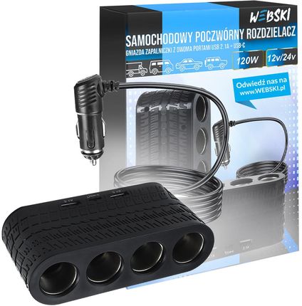 Webski Rozdzielacz Gniazda Zapalniczki 3xUSB-C - zdjęcie 4