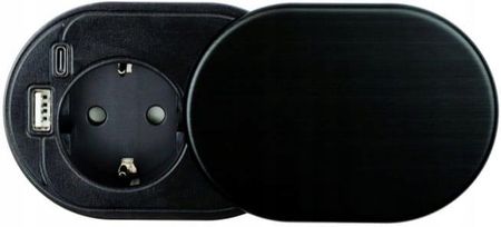 Slide Box Usb A+c Gniazdo Meblowe wpuszczane w blat przesuwne Czarny 1778817289 - zdjęcie 3