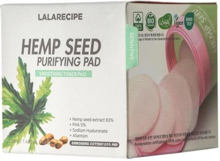 Lalarecipe Hemp Seed Purifying Pad Łagodzące Płatki Do Twarzy 70Szt. - zdjęcie 2
