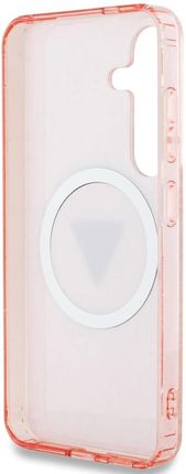 Guess Etui 4G Glitter Triangle Buttons Magsafe Do Galaxy S25 Różowe - zdjęcie 3