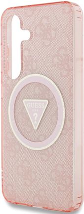 Guess Etui 4G Glitter Triangle Buttons Magsafe Do Galaxy S25 Różowe - zdjęcie 6
