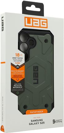 Urban Armor Gear Etui Pancerne Pathfinder Magnet Do Galaxy S25 Zielone Z Pomarańczowym - zdjęcie 3