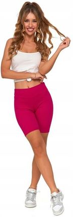 Moraj Prążkowane Legginsy Kolarki z Wysokim Stanem 850-013 Fuksja L/XL - zdjęcie 4