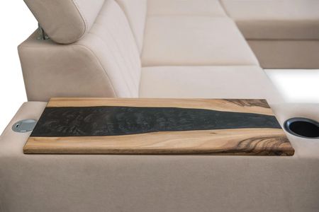 Narożnik Relax Simba II 250/280 cm - funkcja spania, podłokietniki z orzecha+żywica HIT! - zdjęcie 3